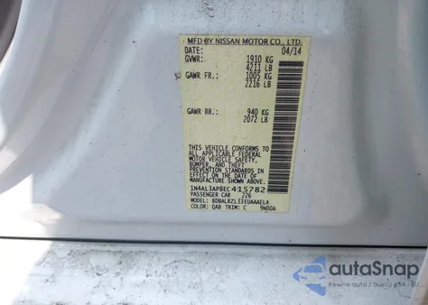 2014 Nissan Altima 2.5 S z USA, uszkodzony, nr VIN 1N4AL3AP8EC415782